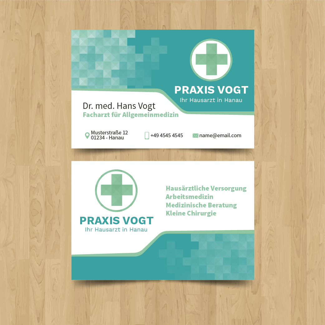 Beispiel 1 - Visitenkarten für Ärzte - Visitenkarte für Praxis Vogt