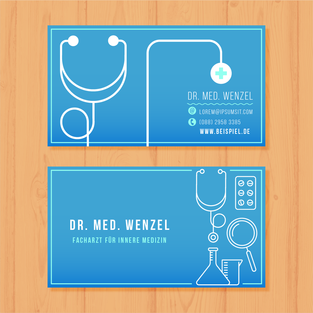 Beispiel 2 - Visitenkarten für Ärzte - Visitenkarte von Dr. med. Wenzel