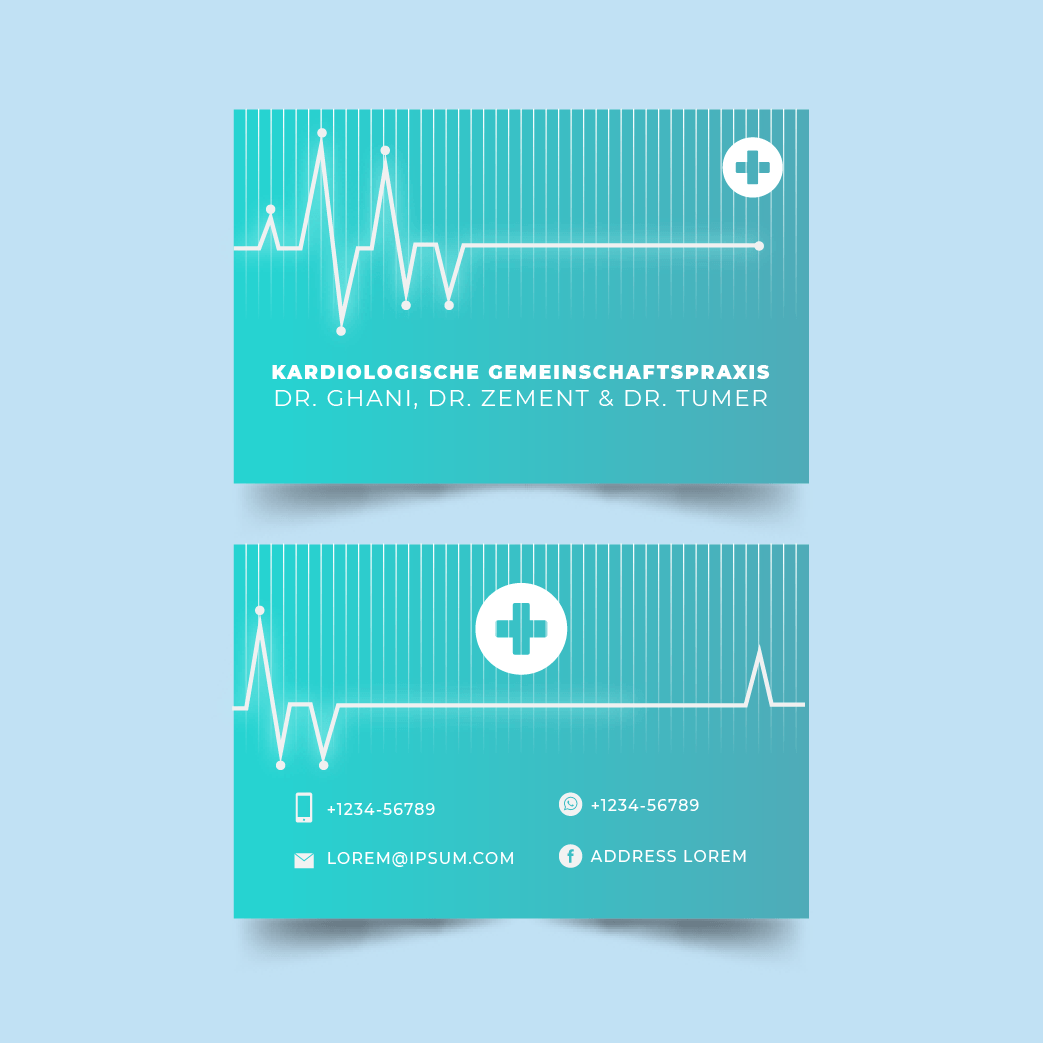 Beispiel 3 - Visitenkarten für Ärzte - Visitenkarten für die kardiologische Gemeinschaftspraxis