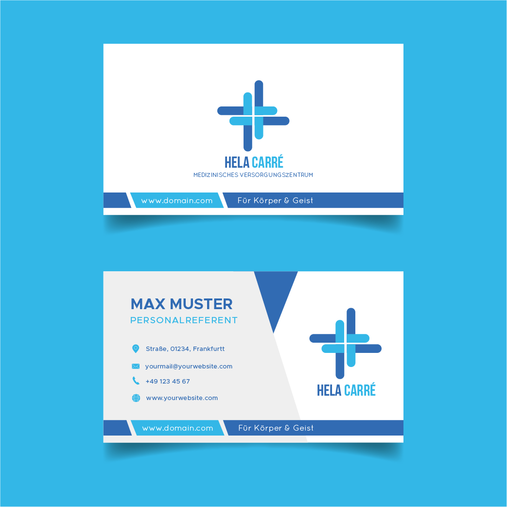 Beispiel 4 - Visitenkarten für Ärzte - Visitenkarten für das medizinische Versorgungszentrum Hela Carré