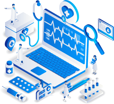 Digitales MFA Recruiting ist ein Bestandteil moderner Praxisführung. Die Illustration stellt die Digitalisierung der Personalgewinnung im Gesundheitswesen als multikausalen Prozess dar.